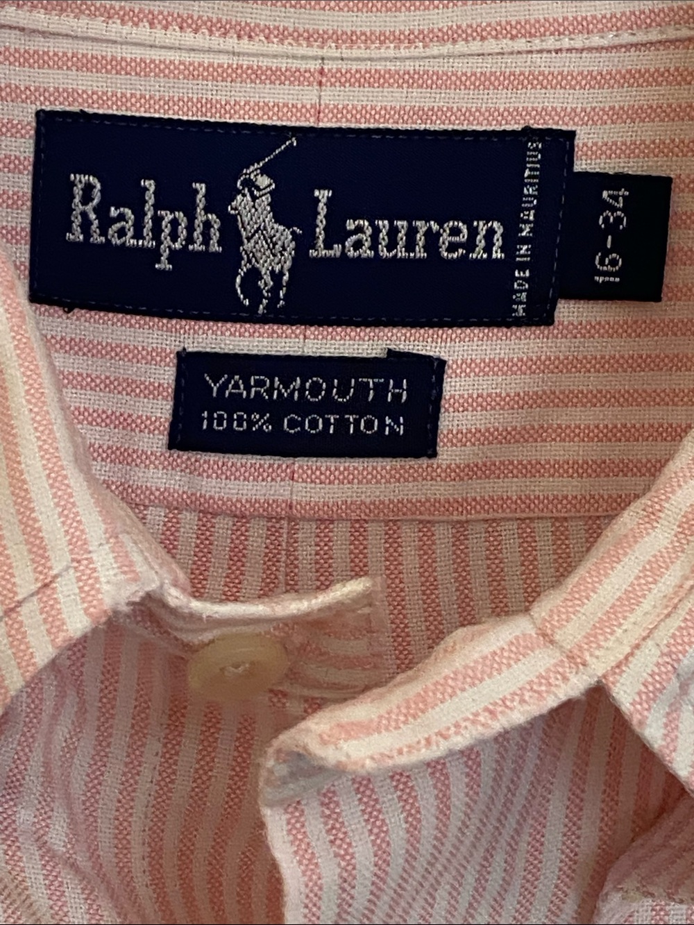 Polo Ralph Lauren Pink & White Striped Long Sleeve Button-Down Dress Shirt Large